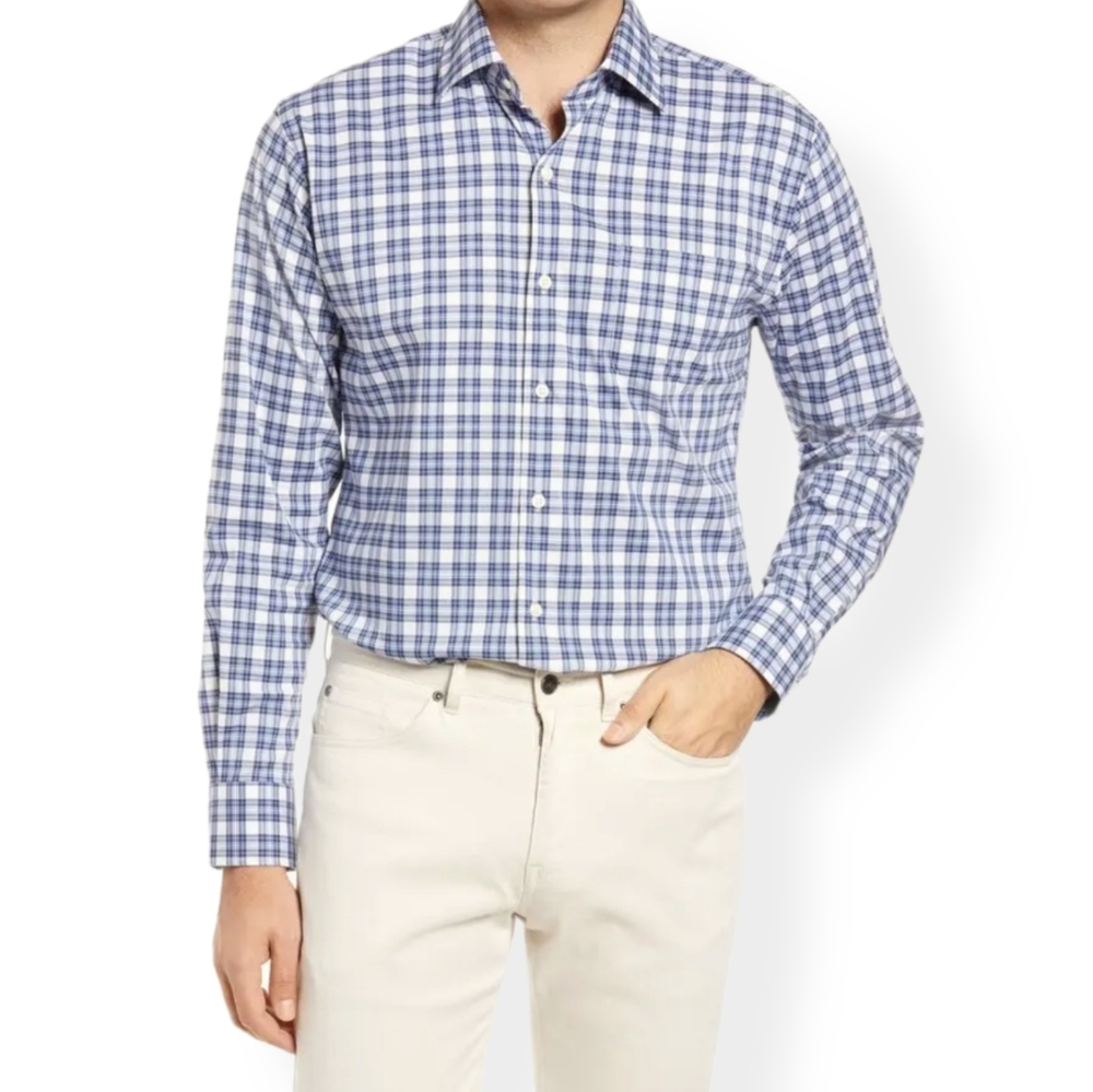 J. Crew Haberdashery Vintage 80s 2-Ply Plaid Button Up Shirt Blue White M